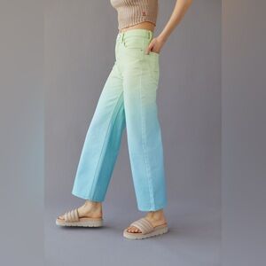 Urban Outfitters BDG High Wide Relaxed Jean Ombre‎ Green Blue 29 Waist